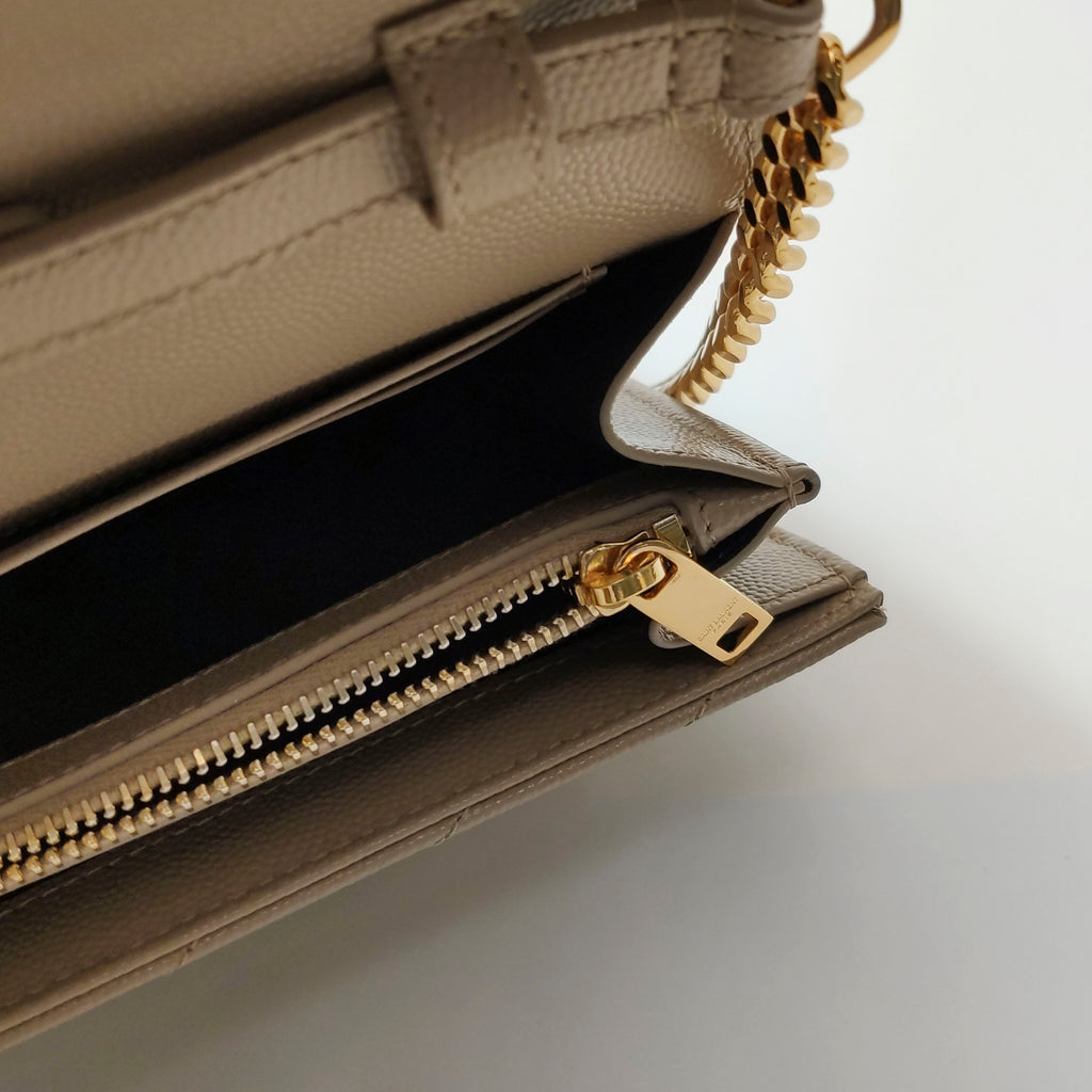Saint Laurent Wallet on Chain Large Grain de Poudre