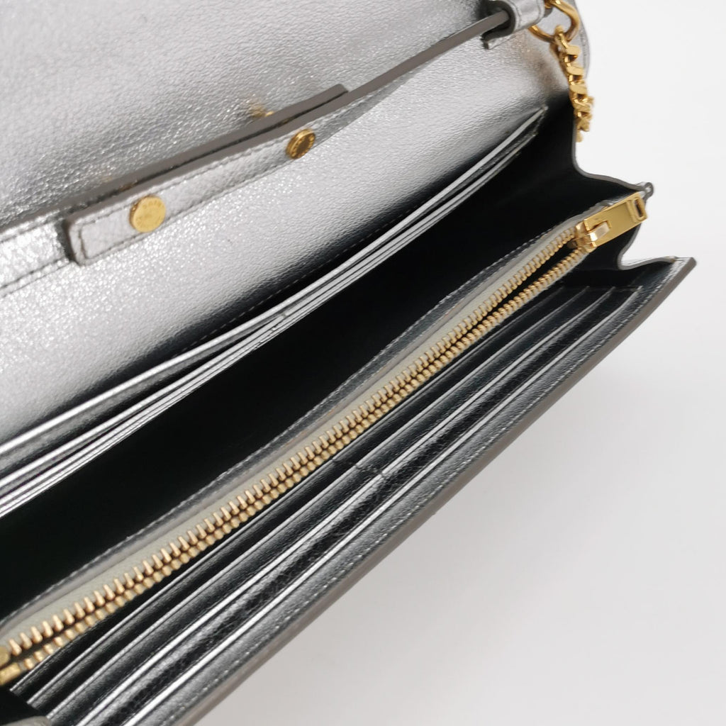 Saint Laurent Kate Wallet on Chain Silver