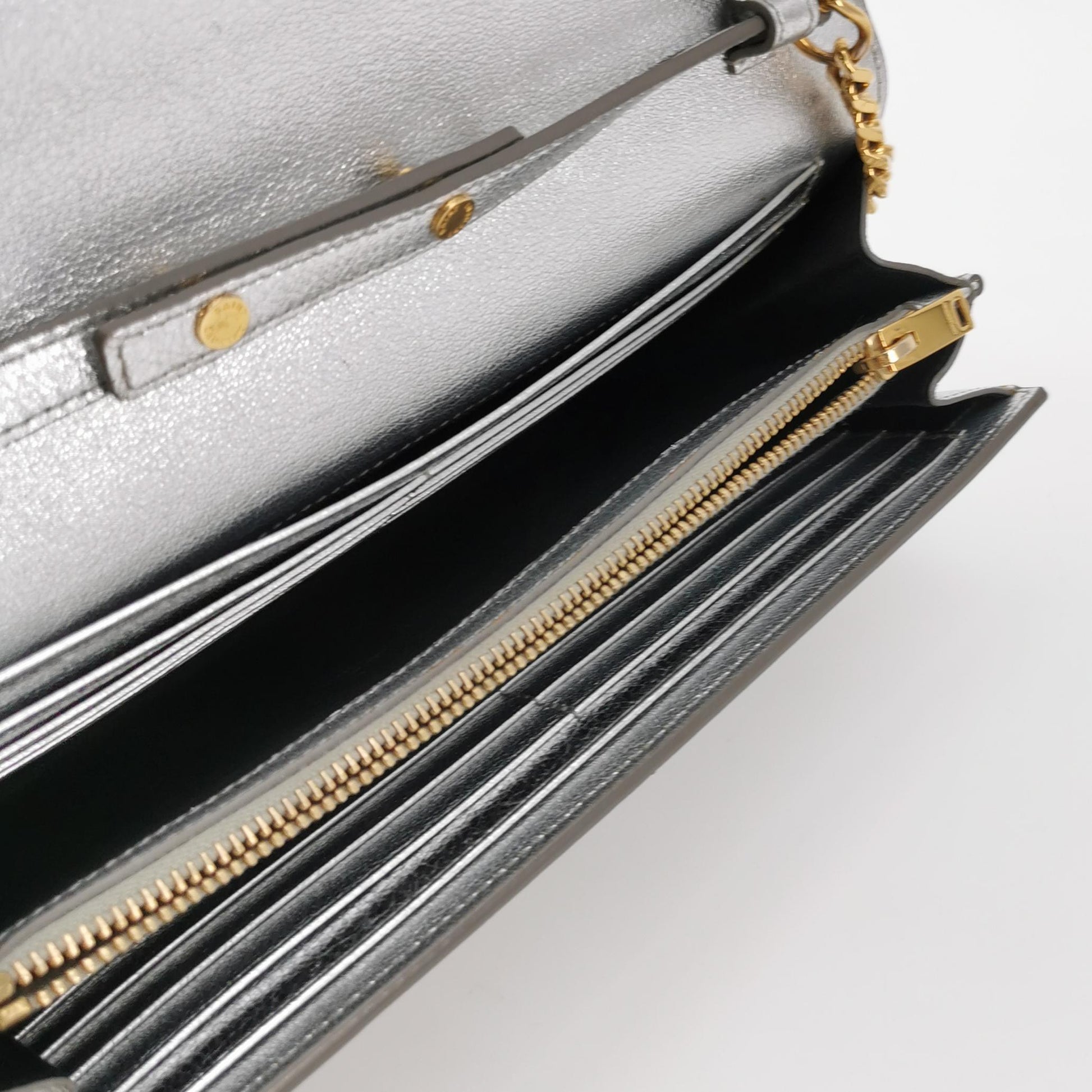 Saint Laurent Kate Wallet on Chain Silver