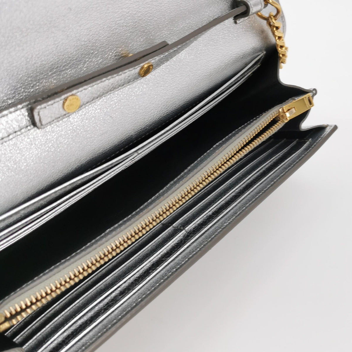 Saint Laurent Kate Wallet on Chain Silver