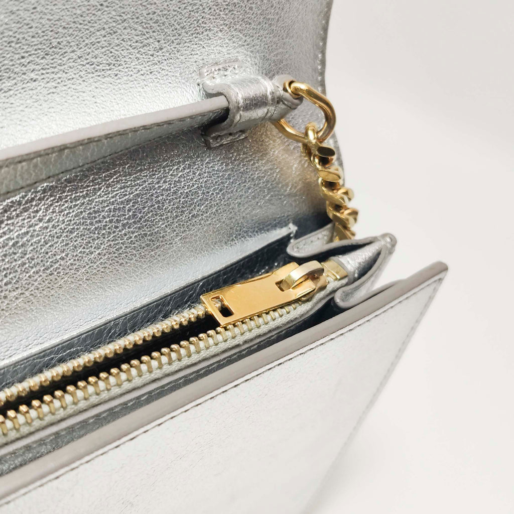 Saint Laurent Kate Wallet on Chain Silver