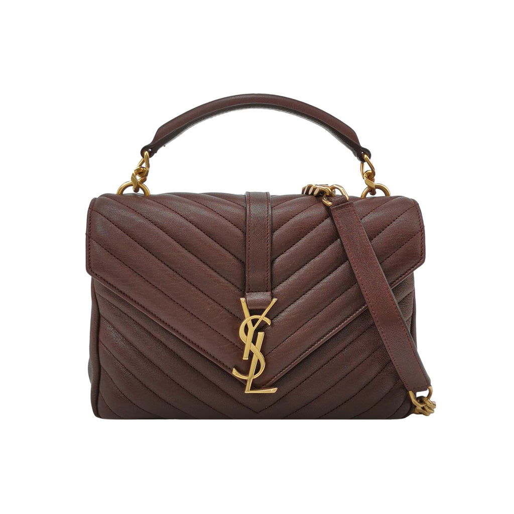 Saint Laurent College Medium Chevron Burgundy