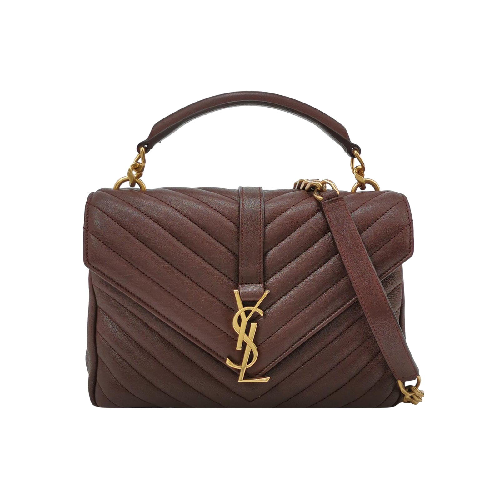 Saint Laurent College Medium Chevron Burgundy