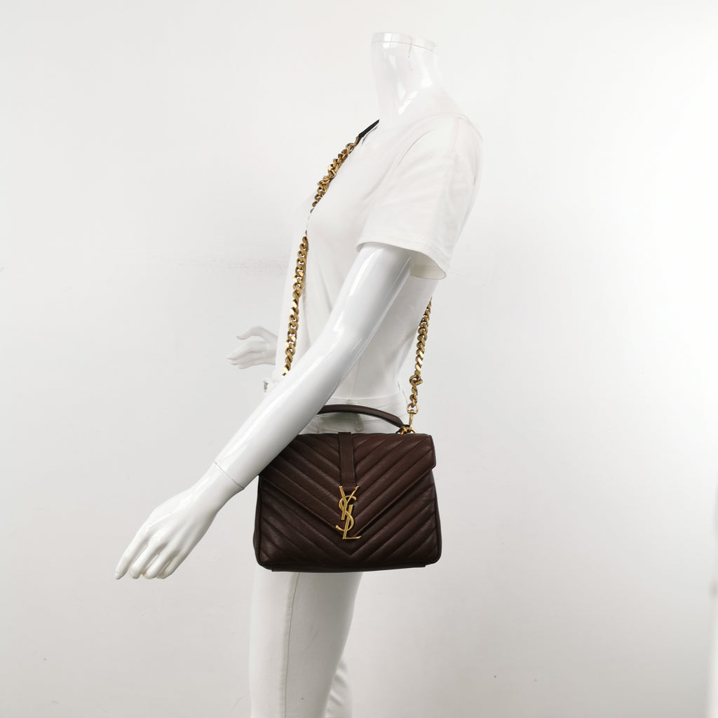Saint Laurent College Medium Chevron Burgundy