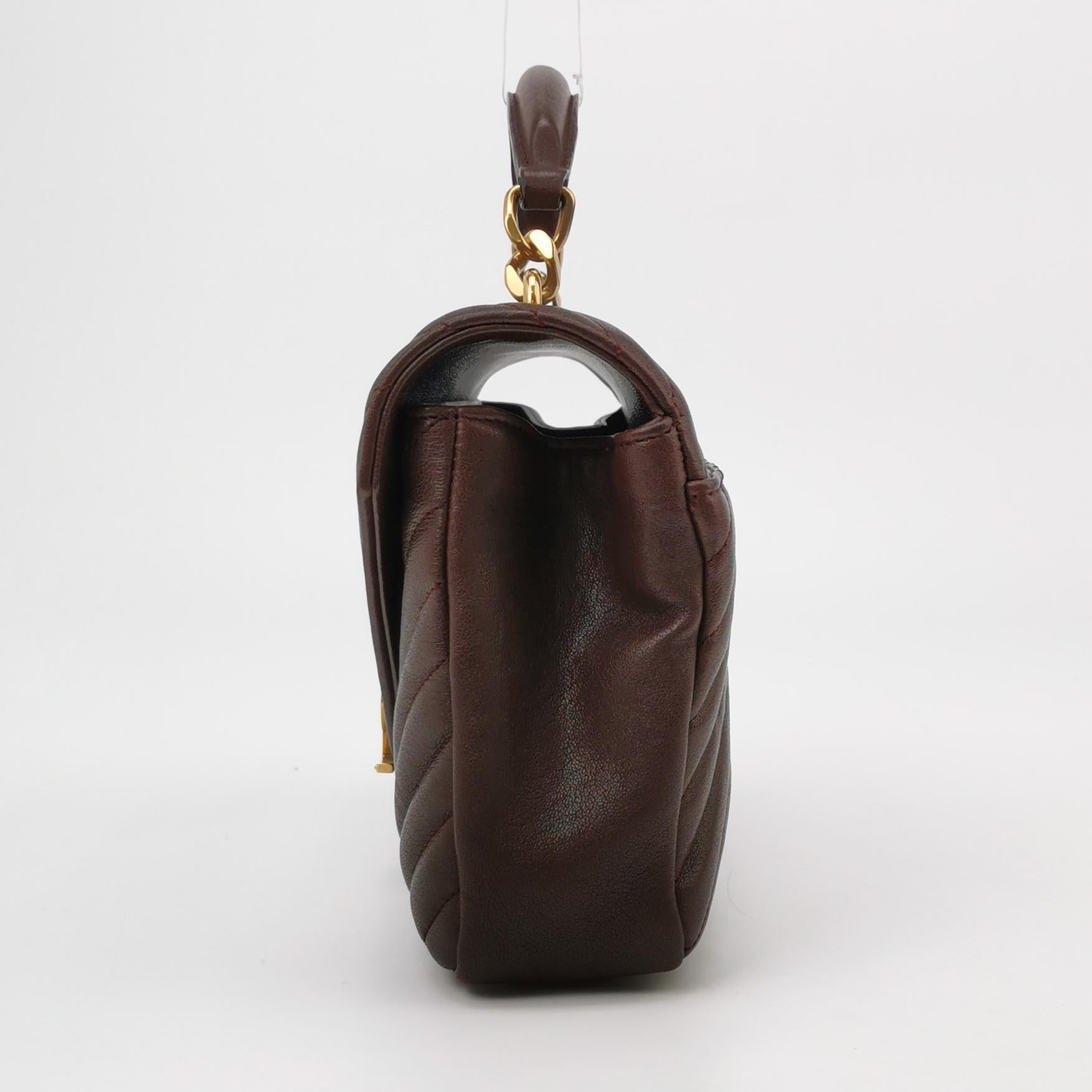 Saint Laurent College Medium Chevron Burgundy