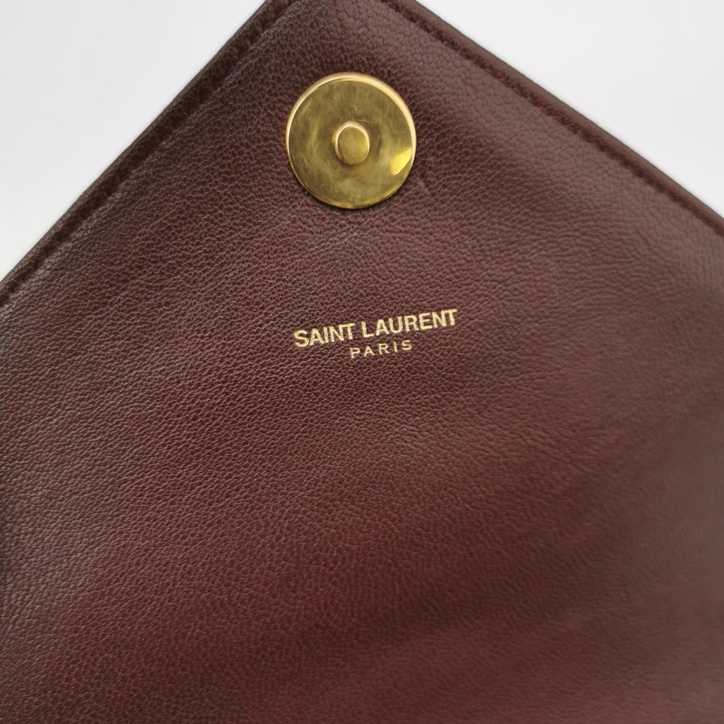 Saint Laurent College Medium Chevron Burgundy