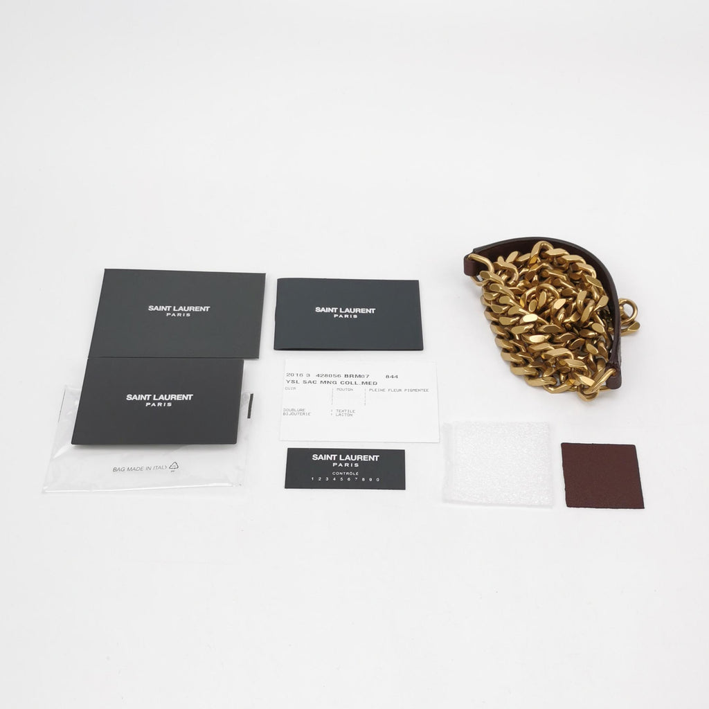 Saint Laurent College Medium Chevron Burgundy