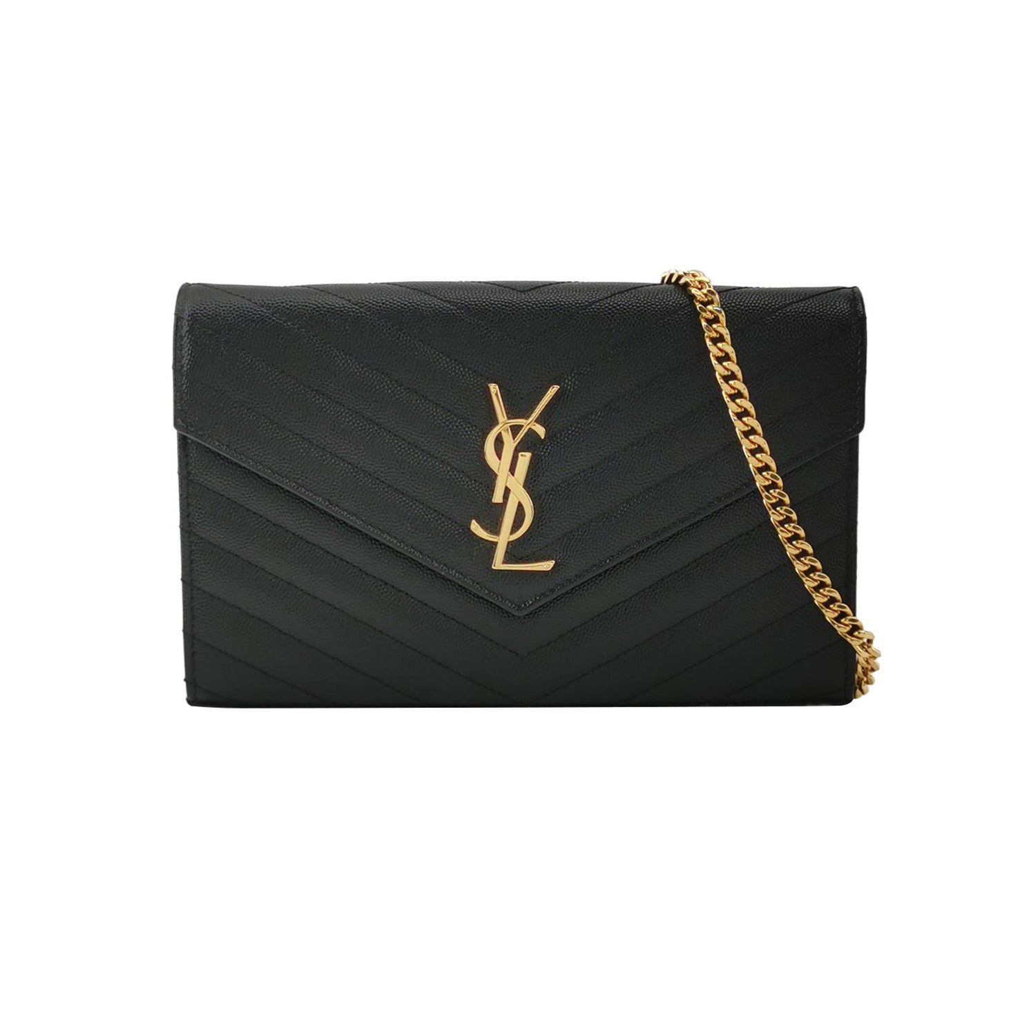 Saint Laurent Wallet on Chain Large Black GHW