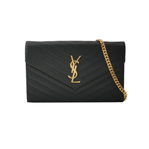 Saint Laurent Wallet on Chain Large Black GHW