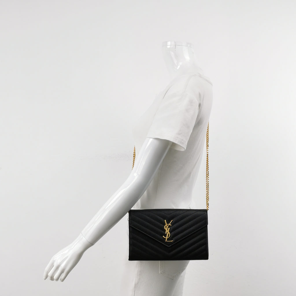 Saint Laurent Wallet on Chain Large Black GHW