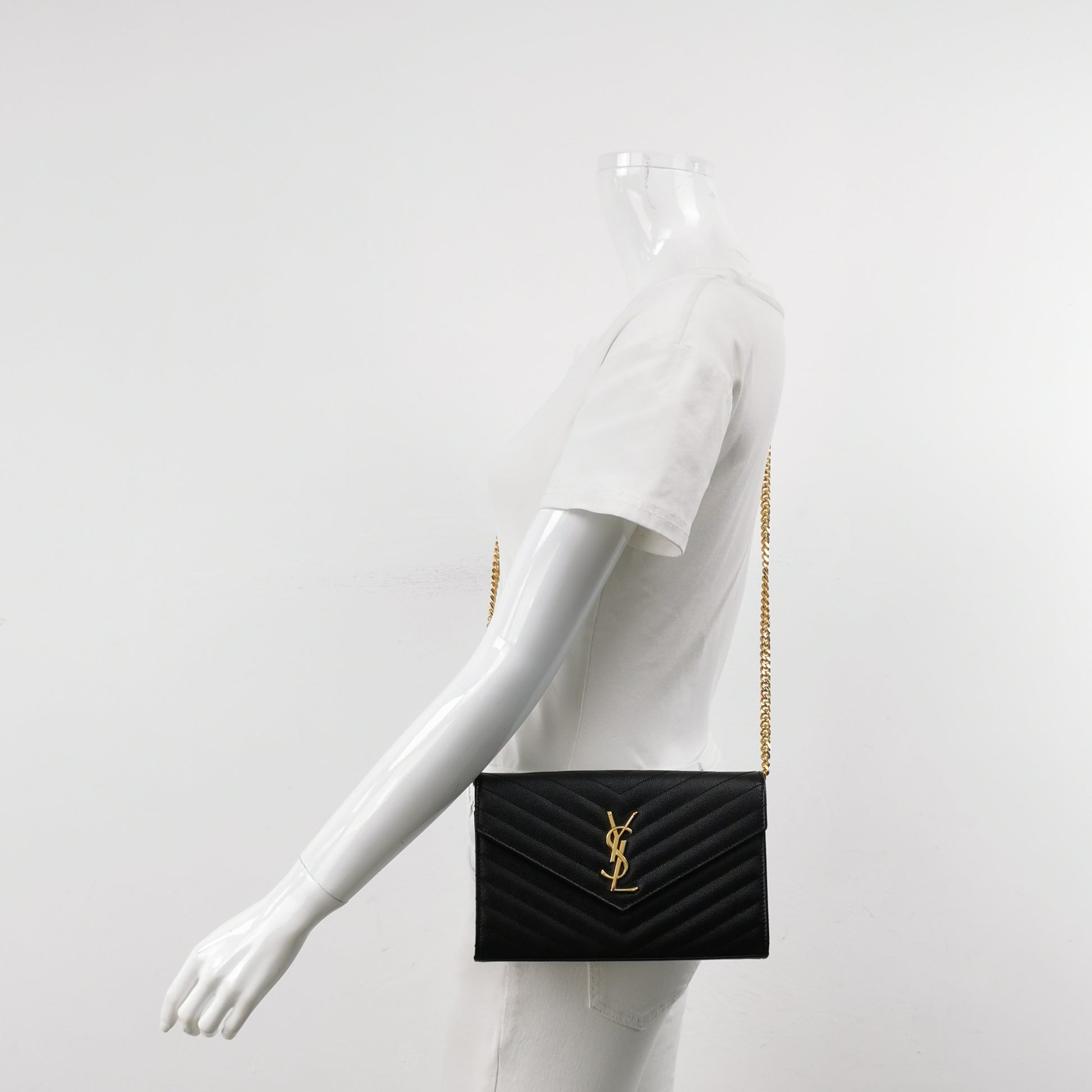 Saint Laurent Wallet on Chain Large Black GHW