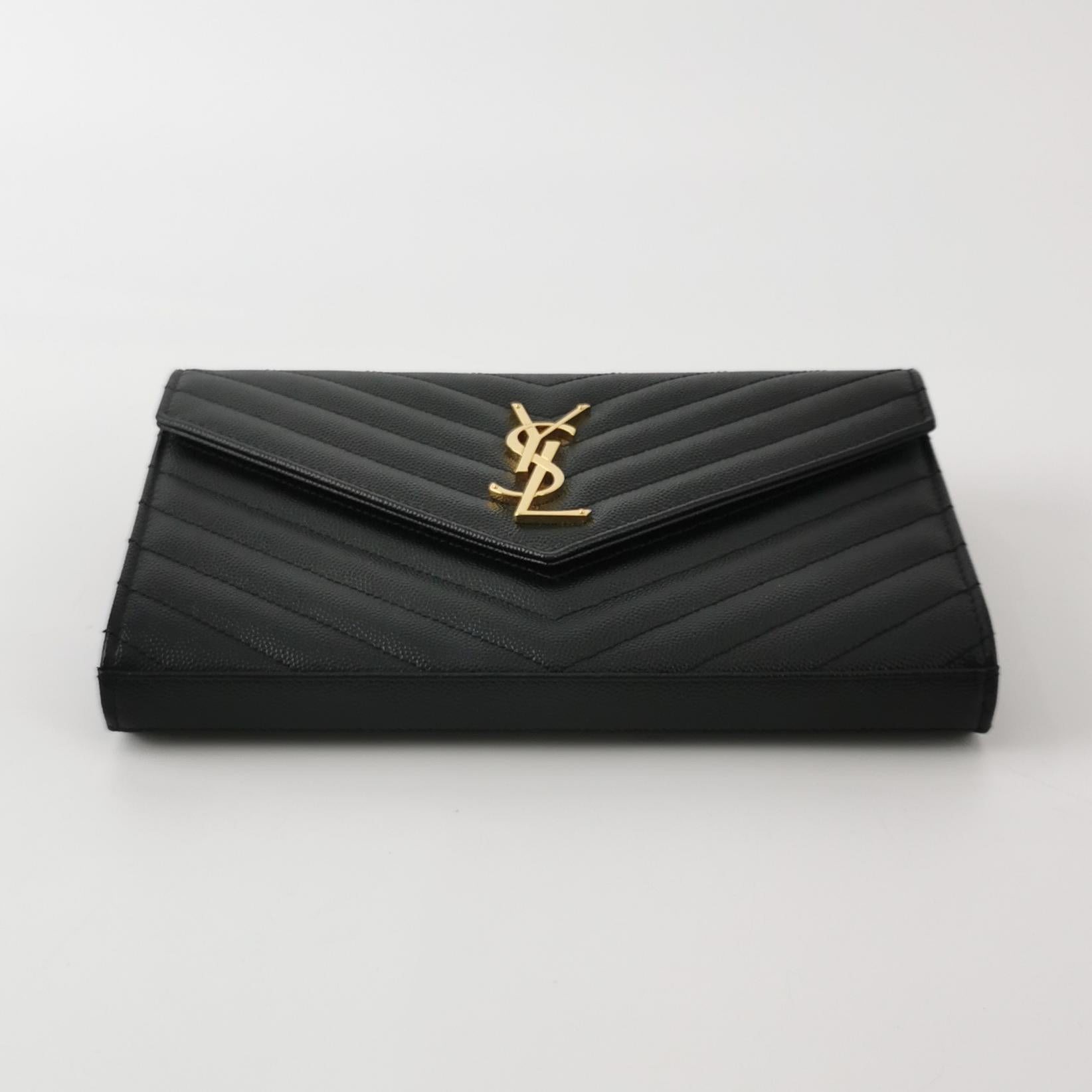 Saint Laurent Wallet on Chain Large Black GHW