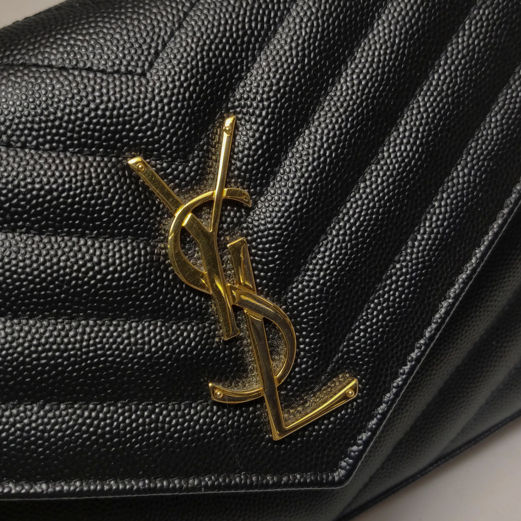 Saint Laurent Wallet on Chain Large Black GHW