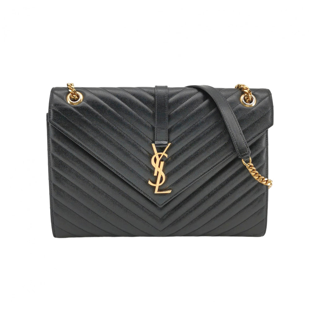 Saint Laurent Chevron Grain de Poudre Envelope Satchel