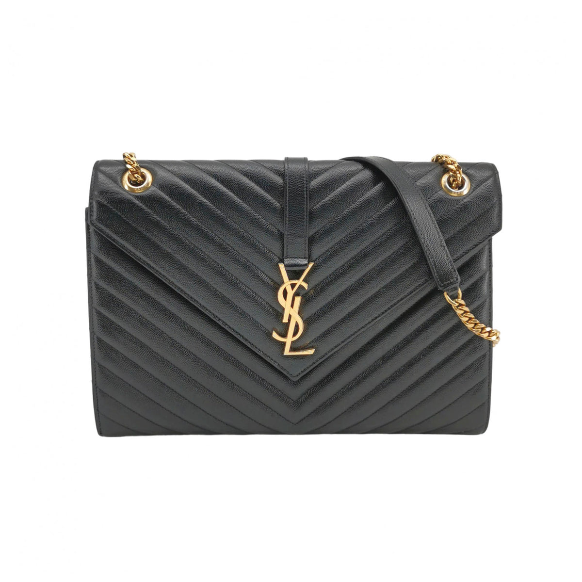 Saint Laurent Chevron Grain de Poudre Envelope Satchel