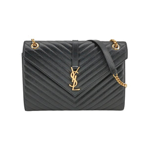 Saint Laurent Chevron Grain de Poudre Envelope Satchel