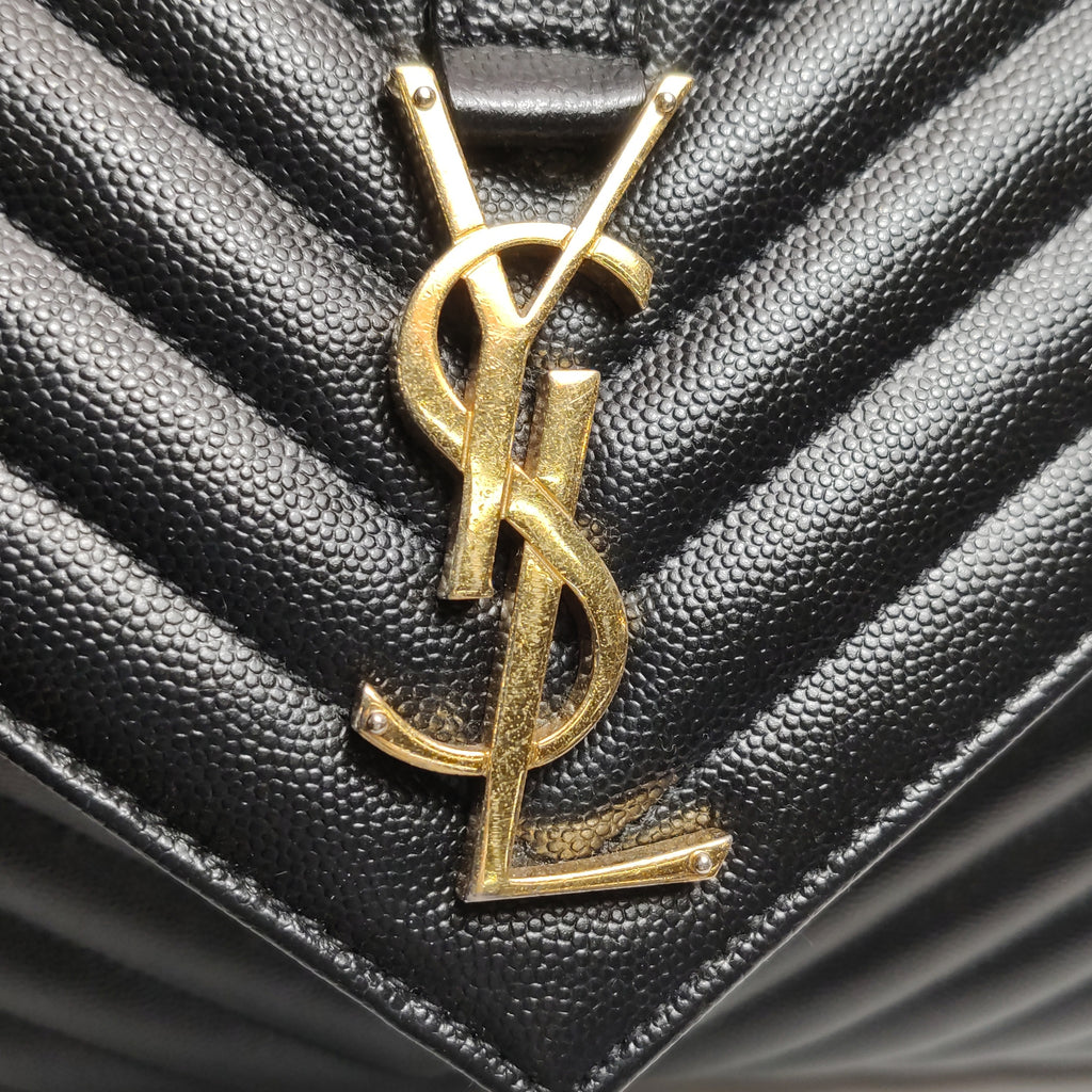 Saint Laurent Chevron Grain de Poudre Envelope Satchel