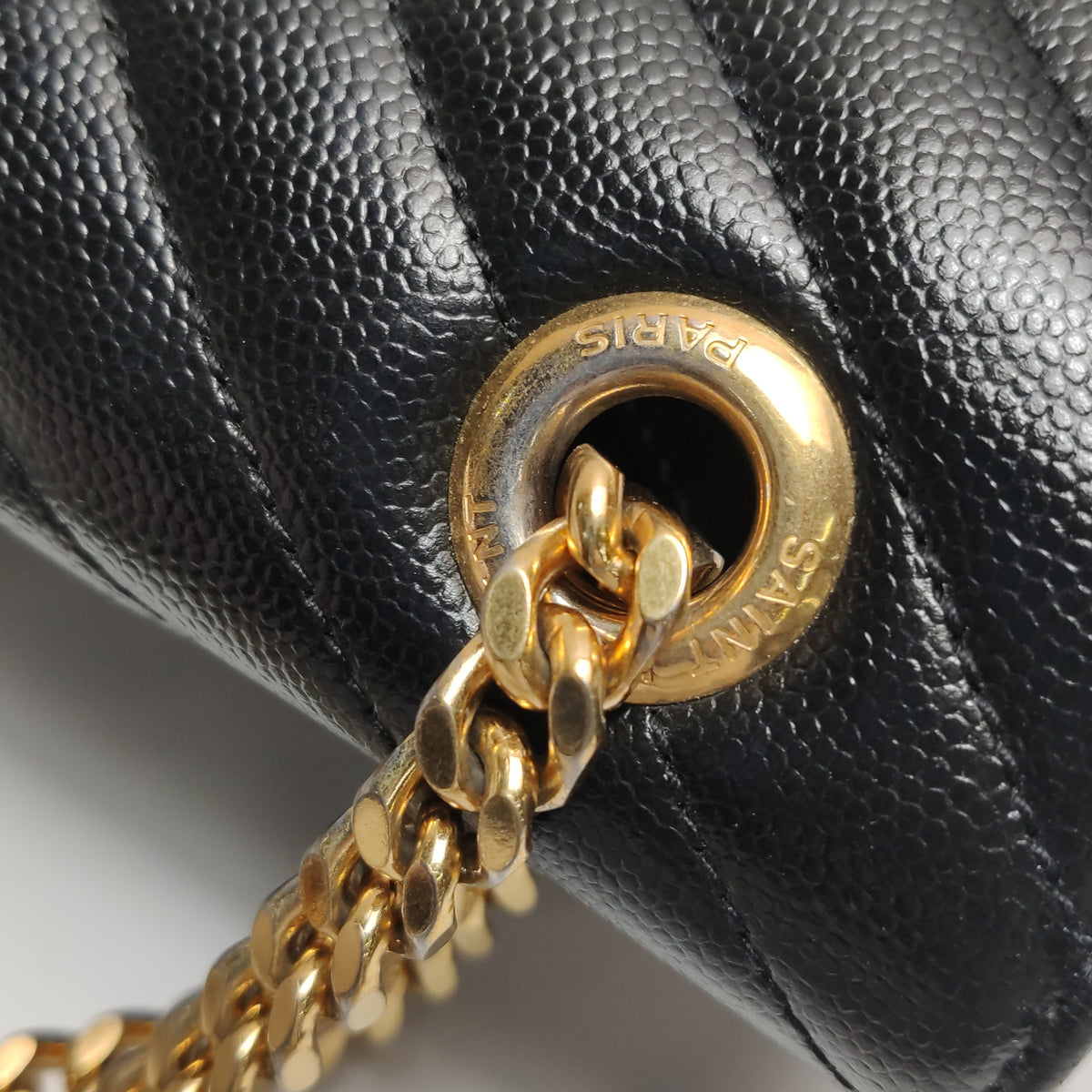 Saint Laurent Chevron Grain de Poudre Envelope Satchel