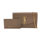 Saint Laurent Uptown Wallet On Chain Beige