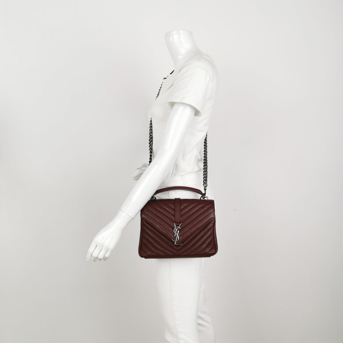 Saint Laurent College Small Burgundy