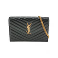 Saint Laurent Envelope Wallet On Chain Large Lambskin Black