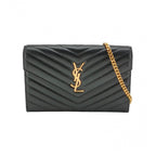 Saint Laurent Envelope Wallet On Chain Large Lambskin Black