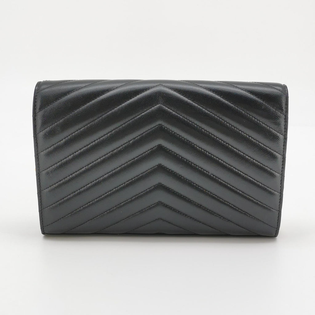 Saint Laurent Envelope Wallet On Chain Large Lambskin Black