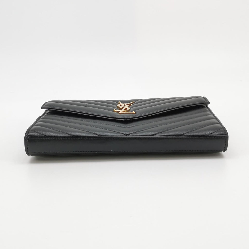 Saint Laurent Envelope Wallet On Chain Large Lambskin Black