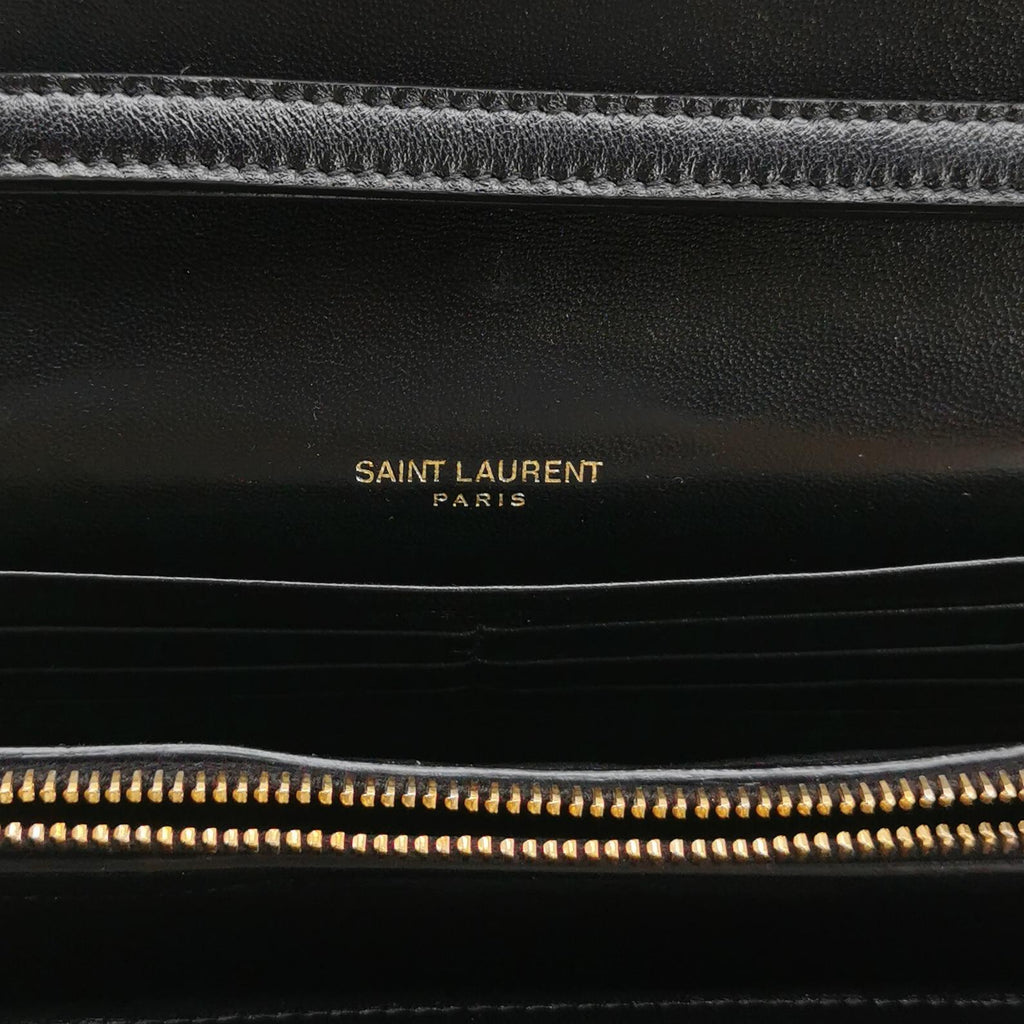 Saint Laurent Envelope Wallet On Chain Large Lambskin Black