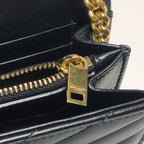 Saint Laurent Envelope Wallet On Chain Large Lambskin Black