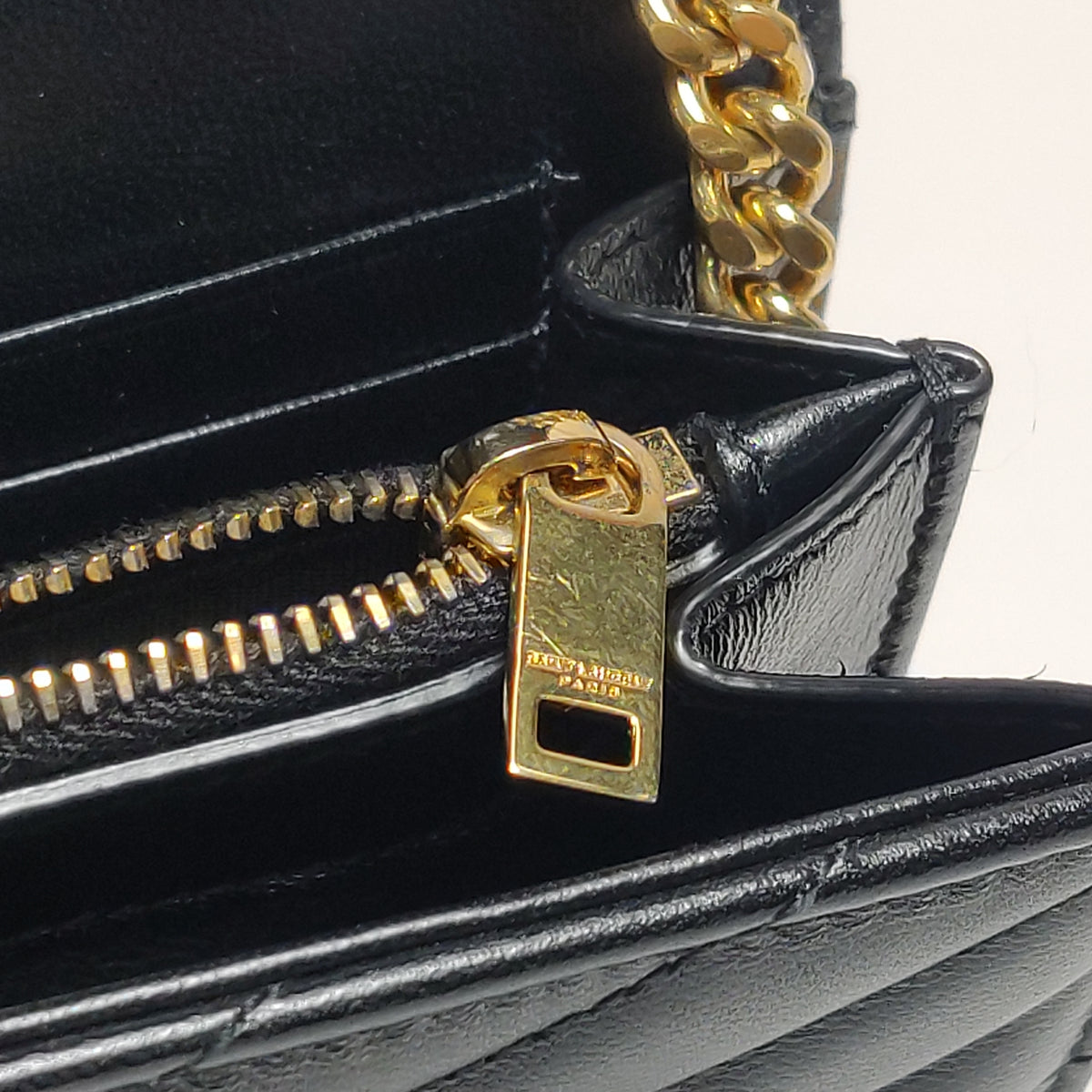 Saint Laurent Envelope Wallet On Chain Large Lambskin Black