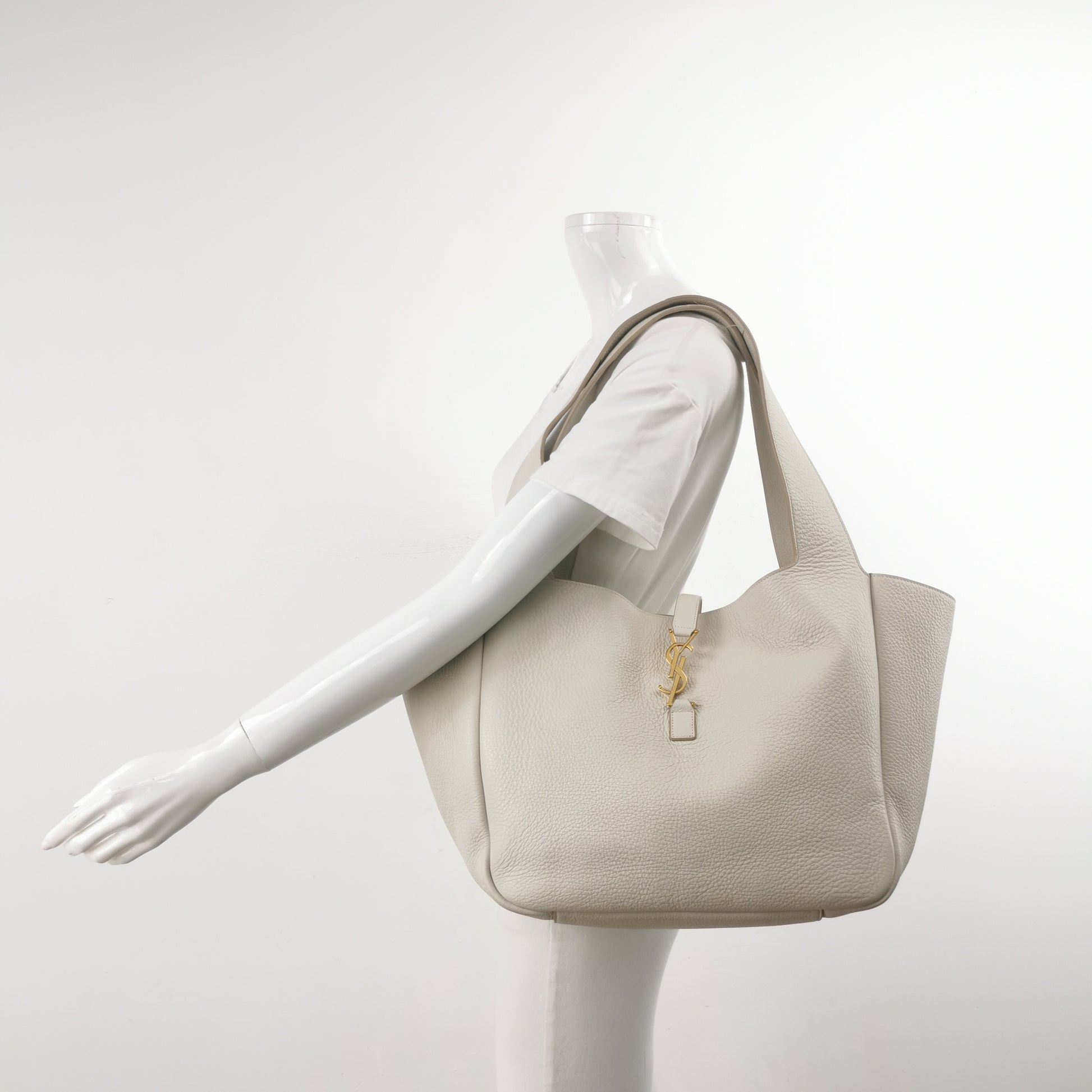 Saint Laurent Le 5 À 7 Bea Tote Bag White