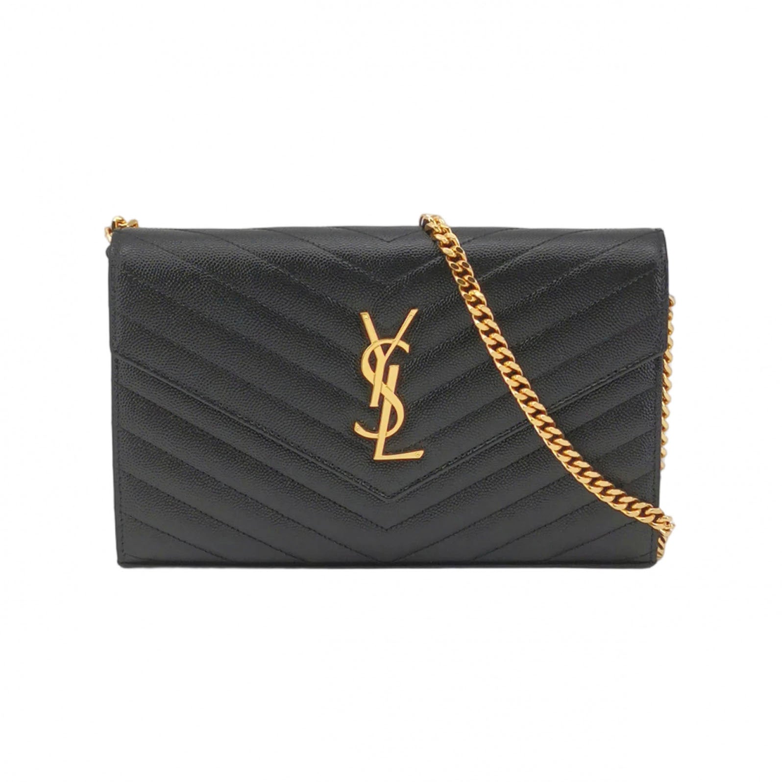 Saint Laurent Envelope Wallet On Chain Black Large