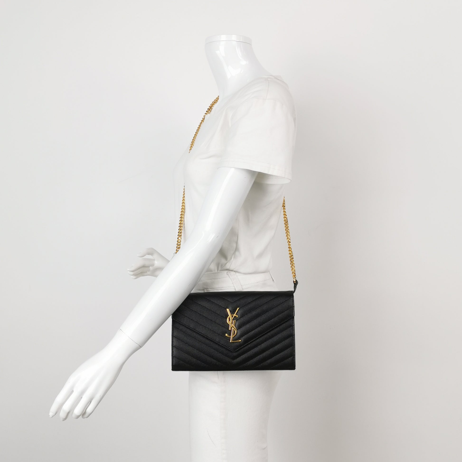 Saint Laurent Envelope Wallet On Chain Black Large
