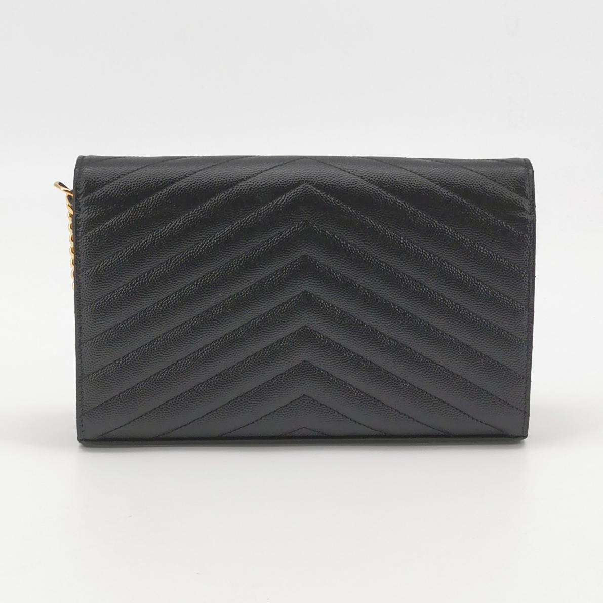 Saint Laurent Envelope Wallet On Chain Black Large