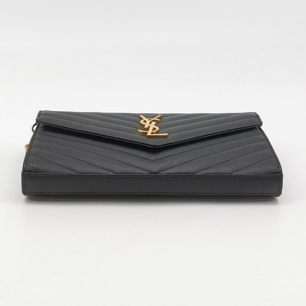 Saint Laurent Envelope Wallet On Chain Black Large