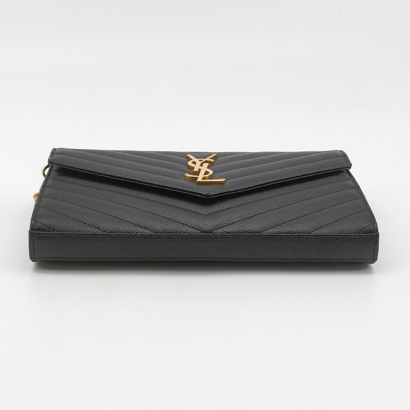 Saint Laurent Envelope Wallet On Chain Black Large