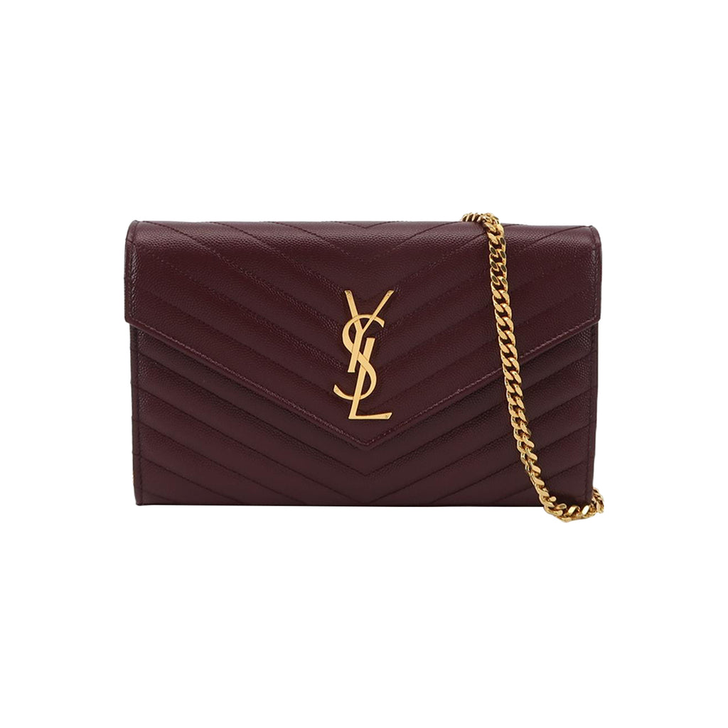 Saint Laurent Envelope Wallet on Chain Large Burgundy