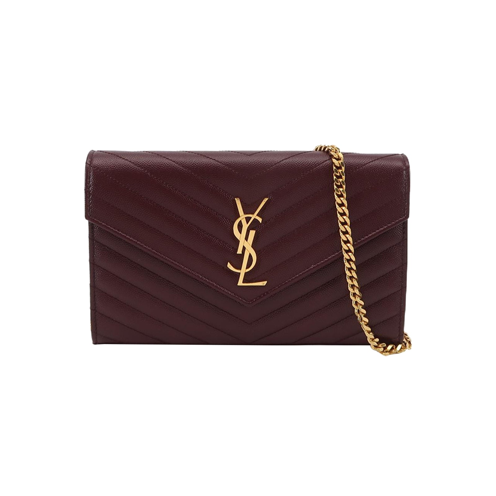 Saint Laurent Envelope Wallet on Chain Large Burgundy