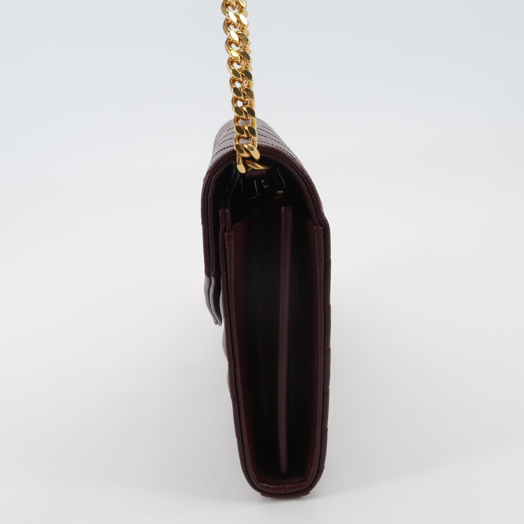 Saint Laurent Envelope Wallet on Chain Large Burgundy