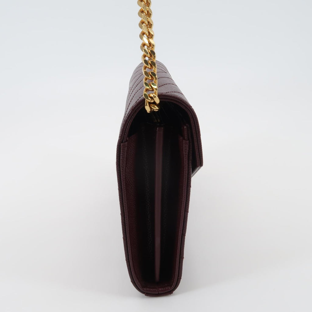 Saint Laurent Envelope Wallet on Chain Large Burgundy