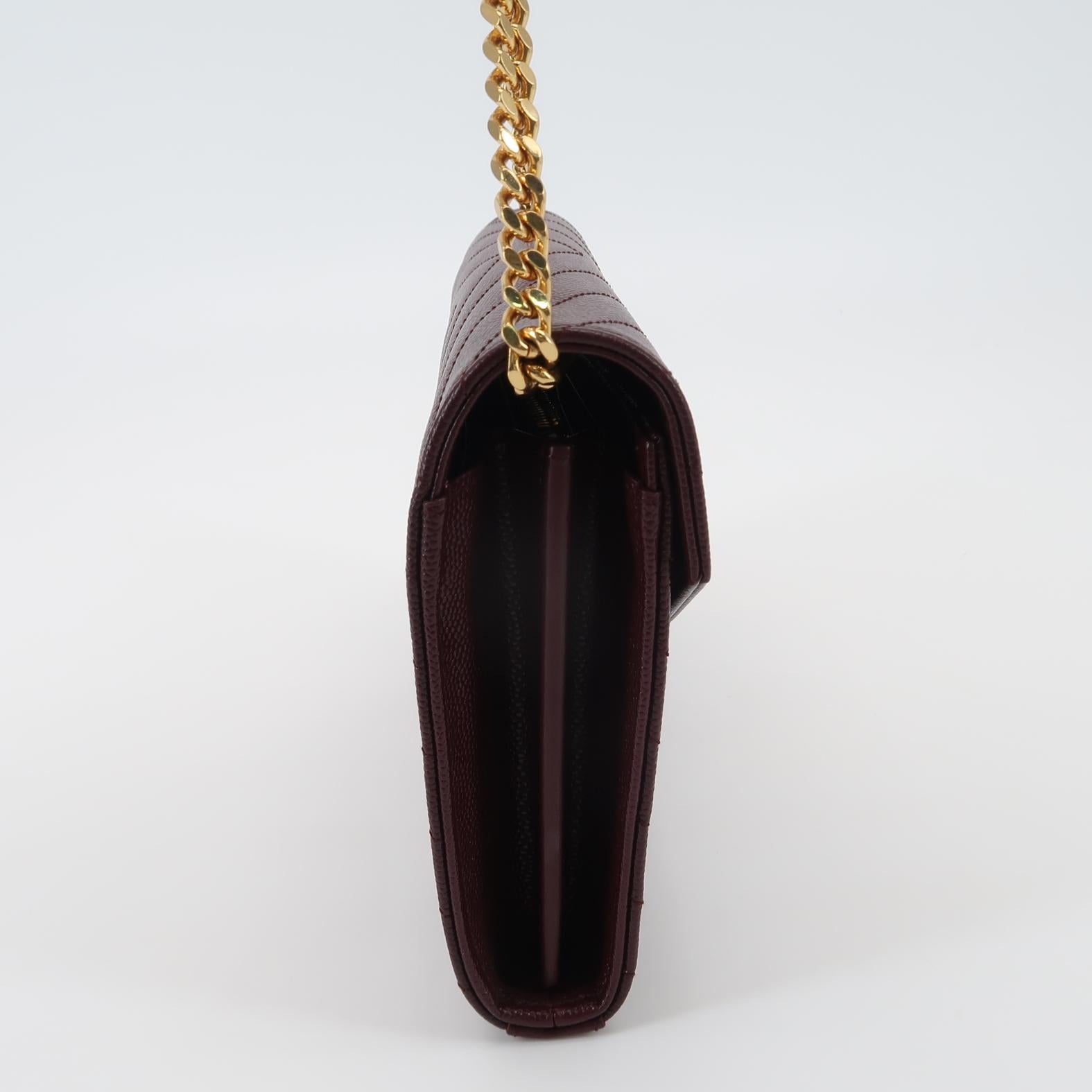 Saint Laurent Envelope Wallet on Chain Large Burgundy