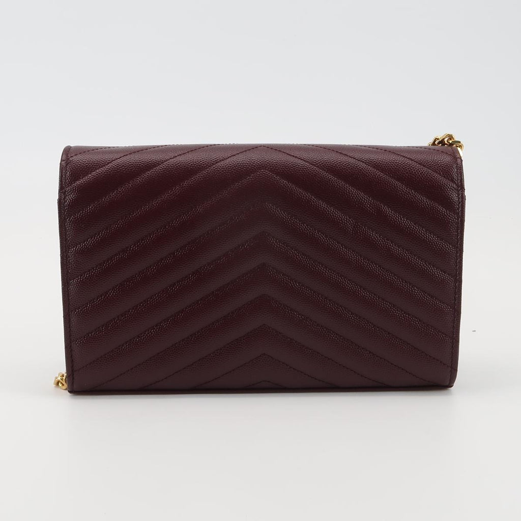 Saint Laurent Envelope Wallet on Chain Large Burgundy