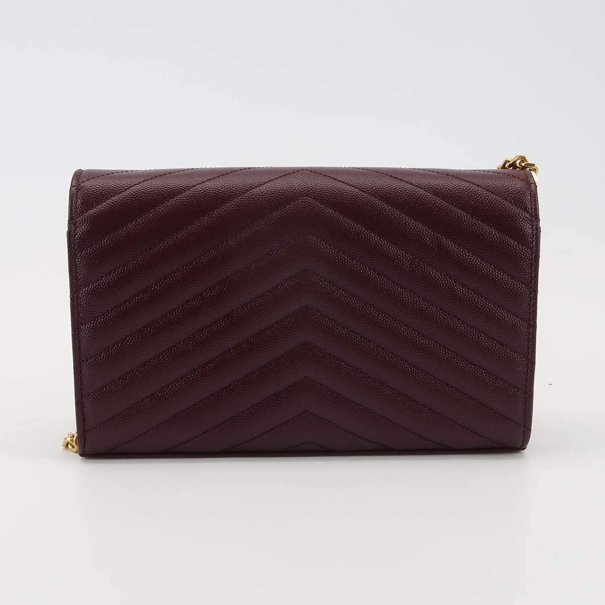 Saint Laurent Envelope Wallet on Chain Large Burgundy