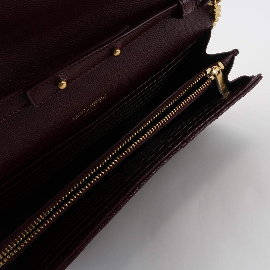 Saint Laurent Envelope Wallet on Chain Large Burgundy