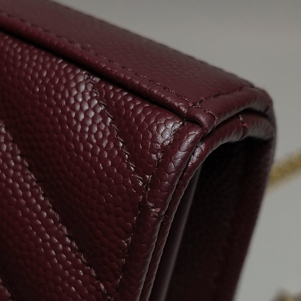 Saint Laurent Envelope Wallet on Chain Large Burgundy