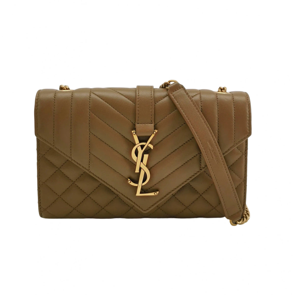 Saint Laurent Triquilt Envelope Flap Brown