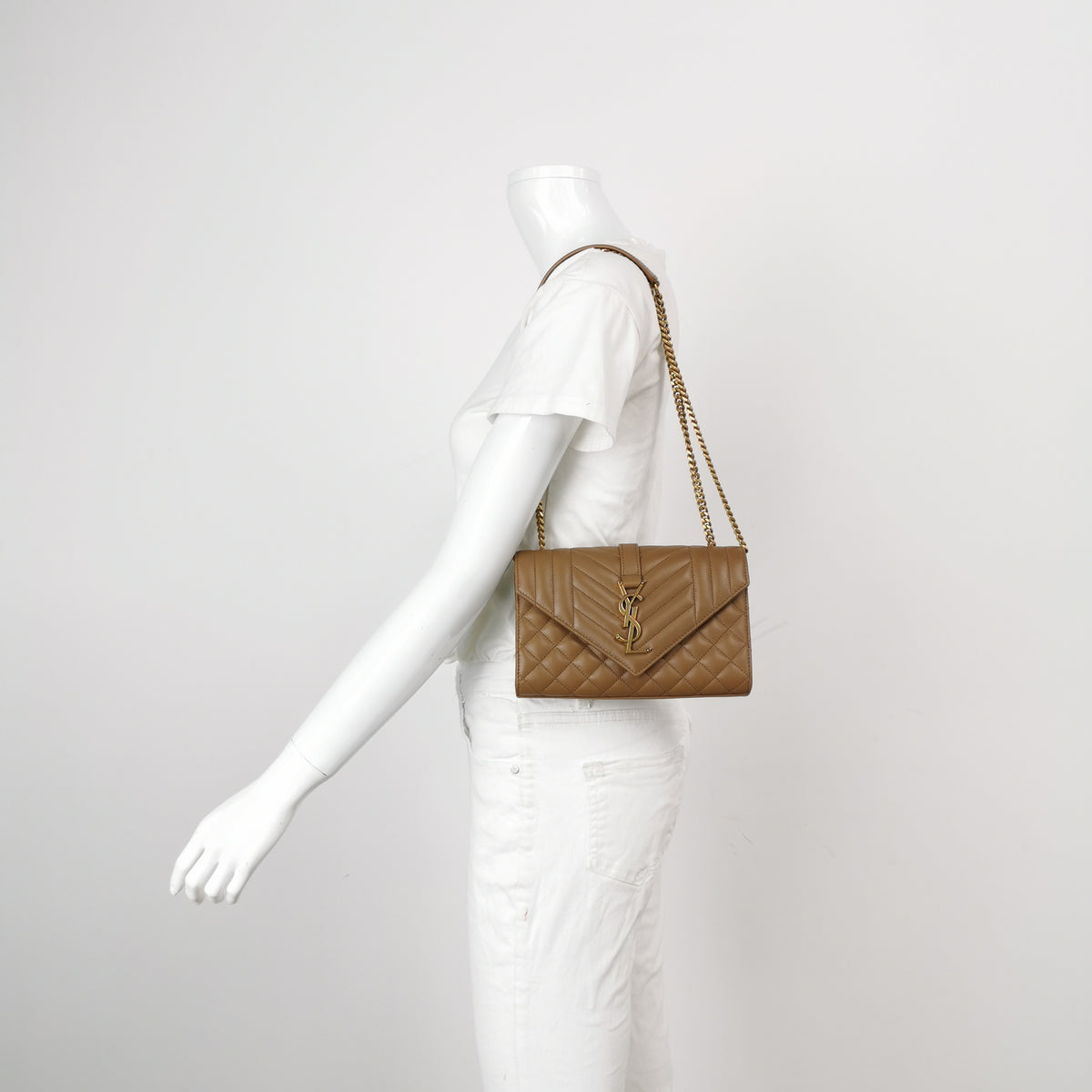 Saint Laurent Triquilt Envelope Flap Brown