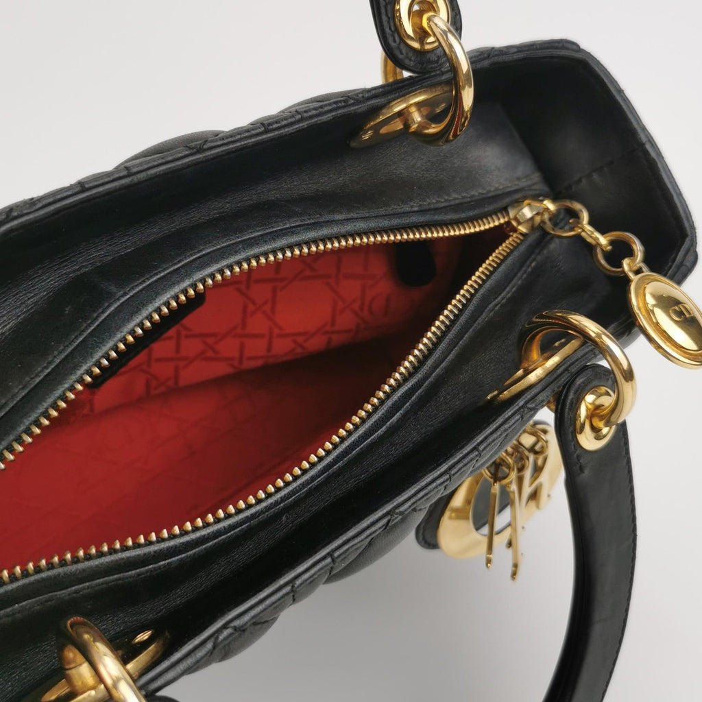 Dior Lady Dior Medium Black Quilted
