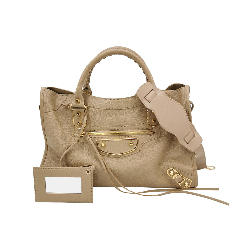 Balenciaga Medium City Metallic Edge Beige